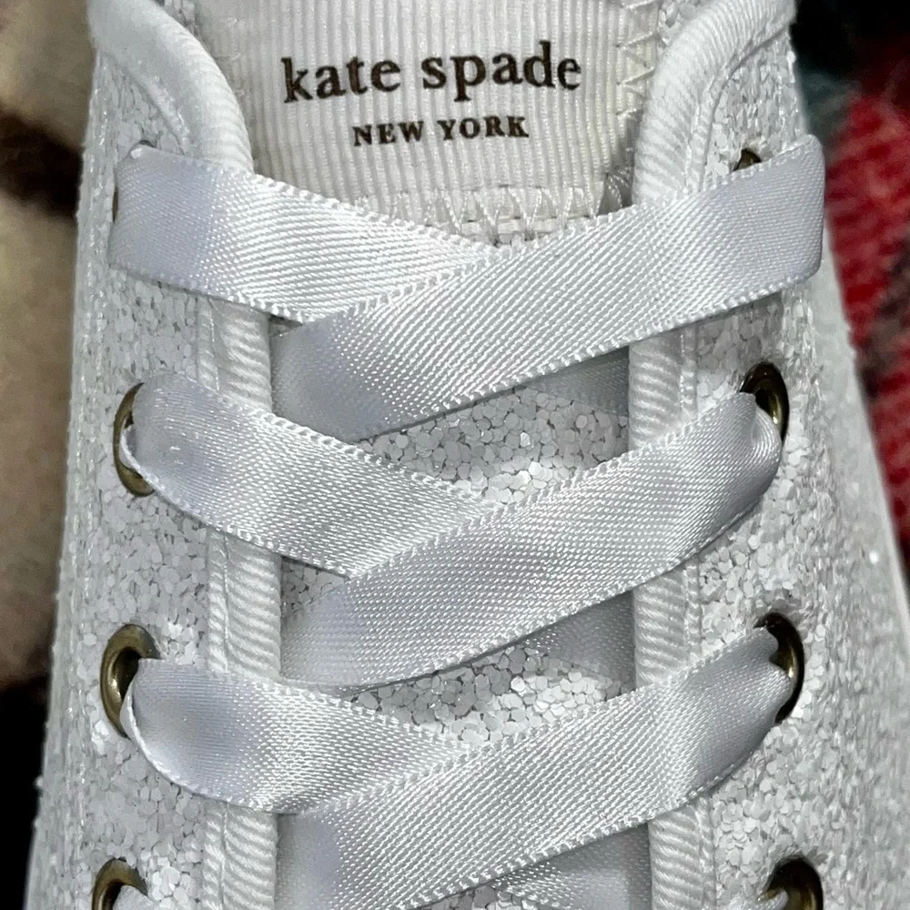 Kate Spade-Trista Glitter Sneaker in white size 8 1/2 - Picture 12 of 16